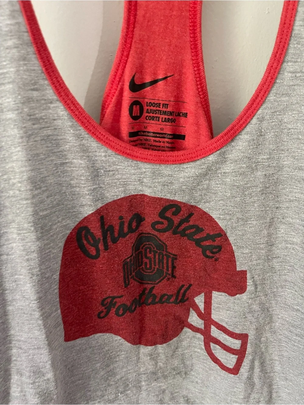 Women’s Nike Gray and Red Ohio State Football Racerback Tank size medium